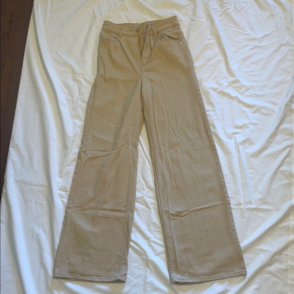H&M Tan Wide Leg Jeans